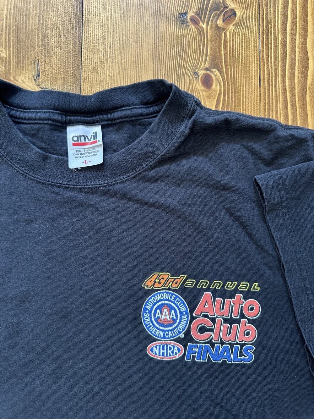 NHRA Drag Racing AAA 43rd Auto Club Finals y2k 2007 Black Vintage T-shirt Large